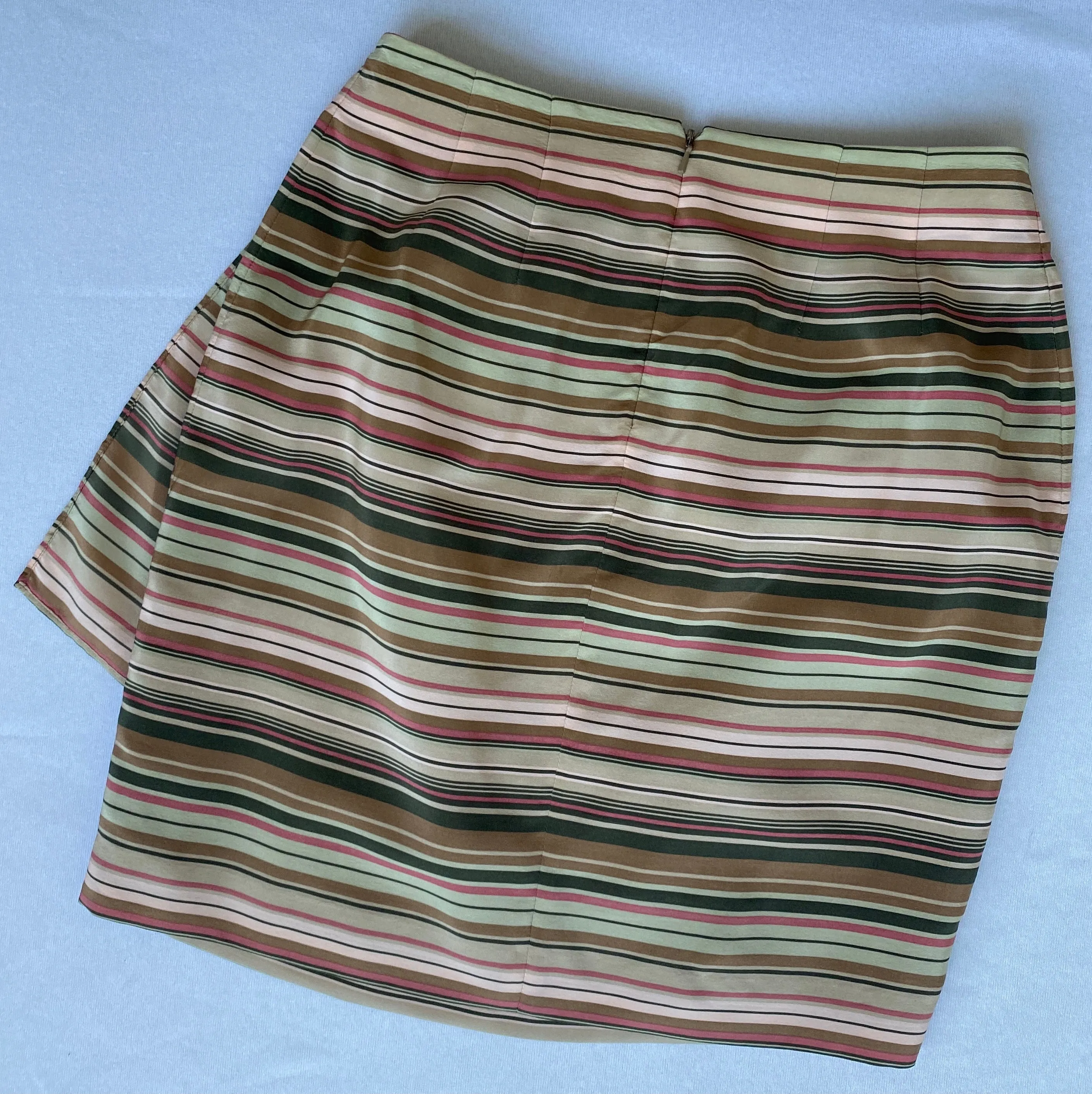 100% Silk striped mini skirt