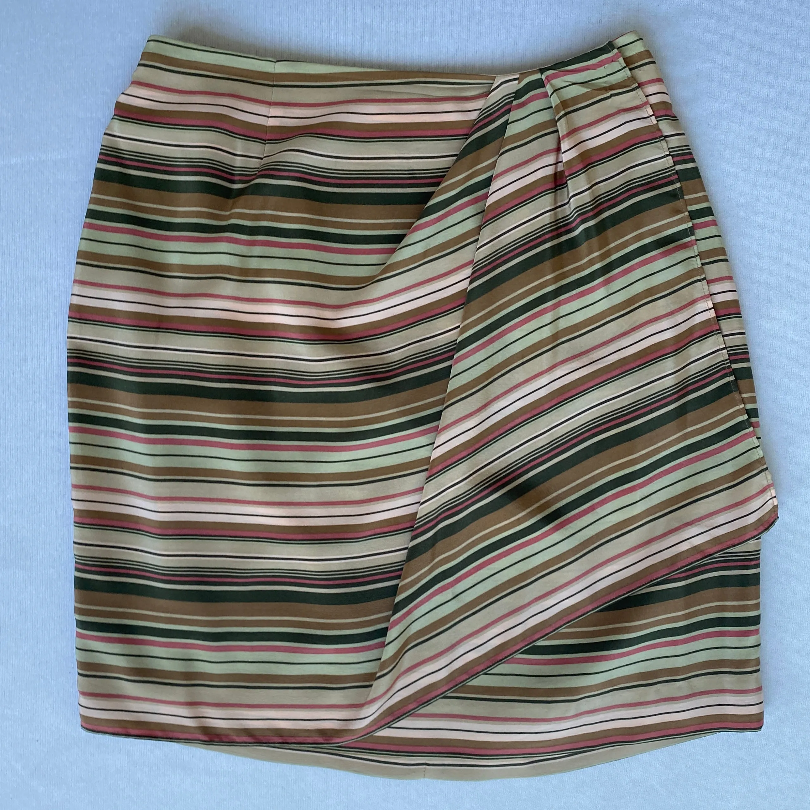 100% Silk striped mini skirt