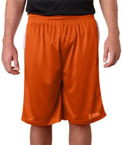 7241 Badger Adult 9" Challenger Poly Mesh Shorts Burnt Orange/ White