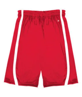 7244 Badger B-Slam Reversible Polyester Basketball 9" Shorts Red/ White