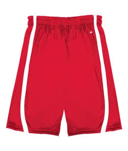 7244 Badger B-Slam Reversible Polyester Basketball 9" Shorts Red/ White