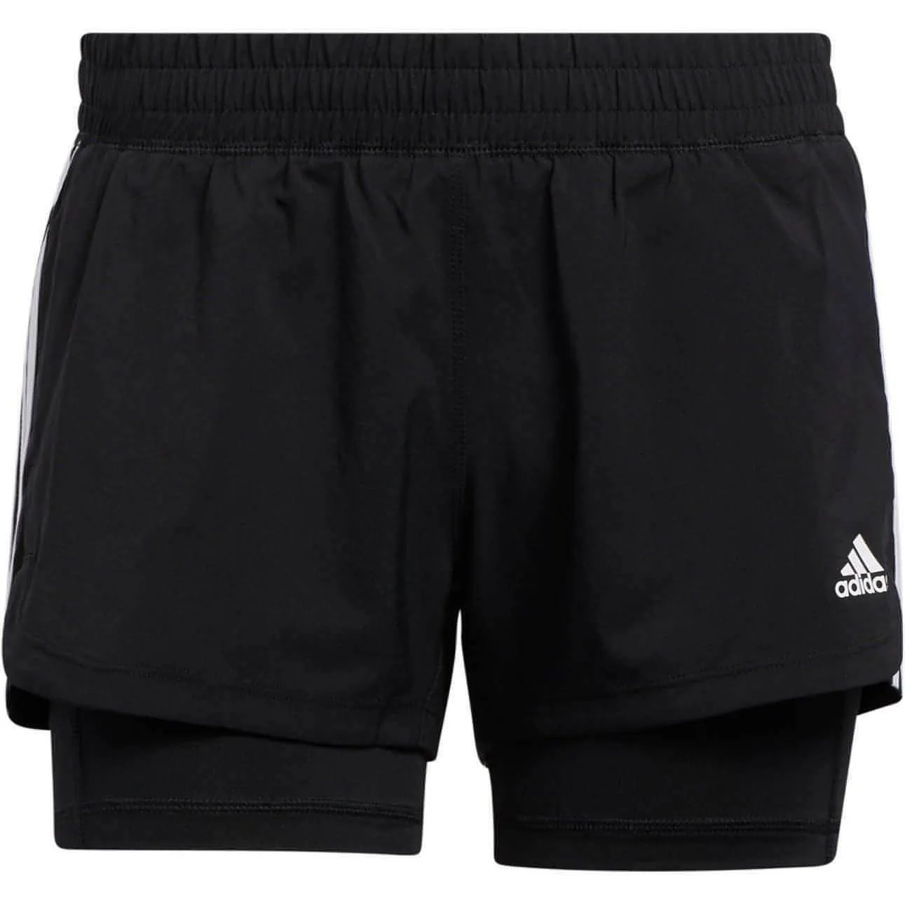 adidas Pacer 3 Stripes Woven 2 In 1 Womens Training Shorts - Black
