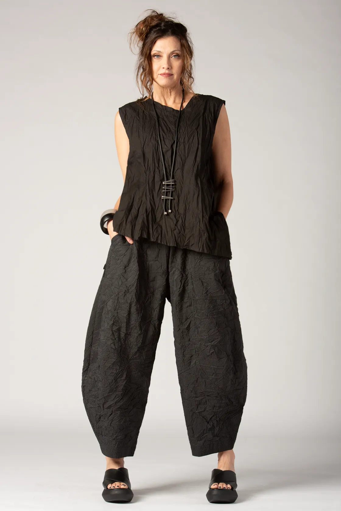 ALEMBIKA Ichigo Pant in Charcoal Pinstripe