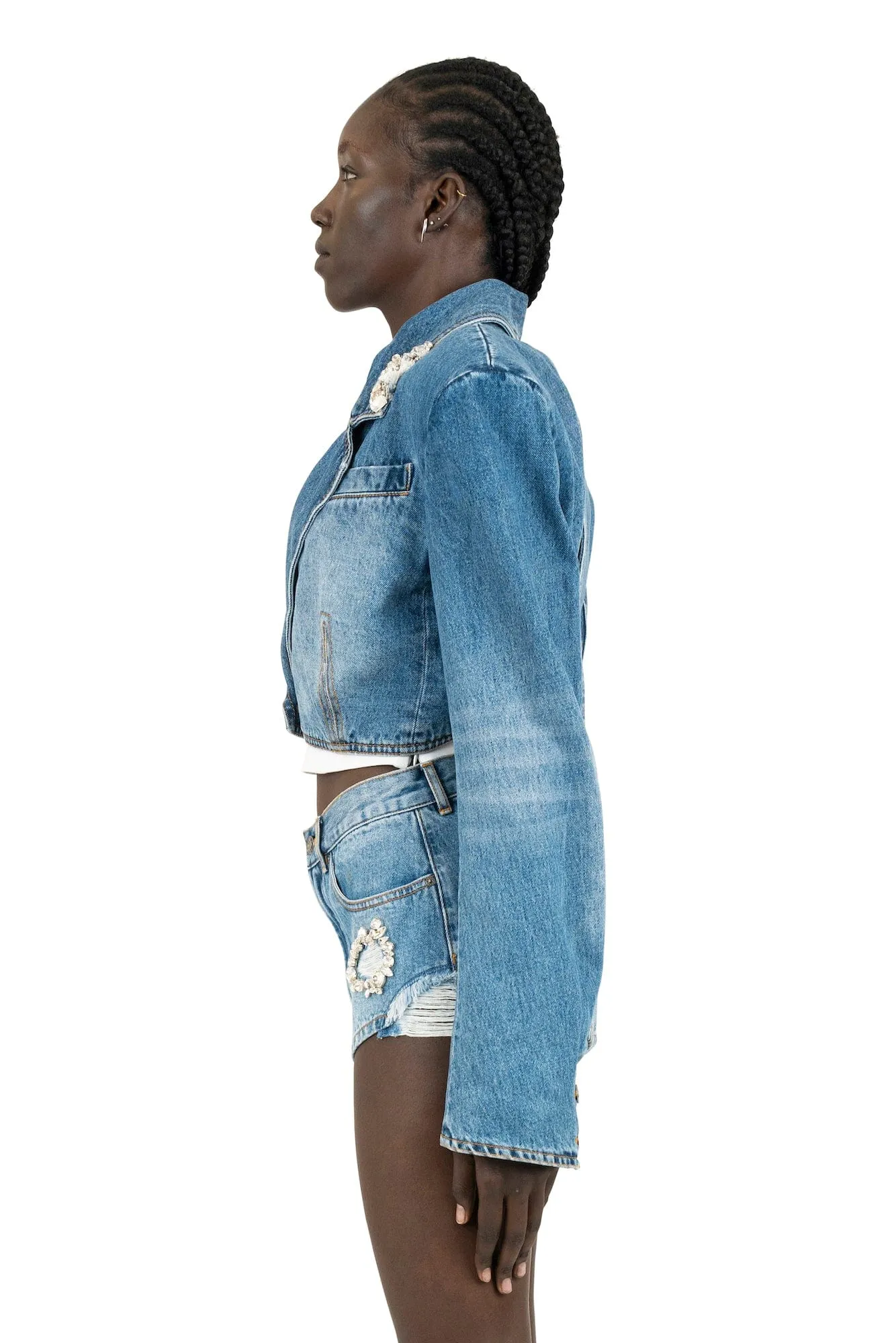 Area Denim Cropped Blazer