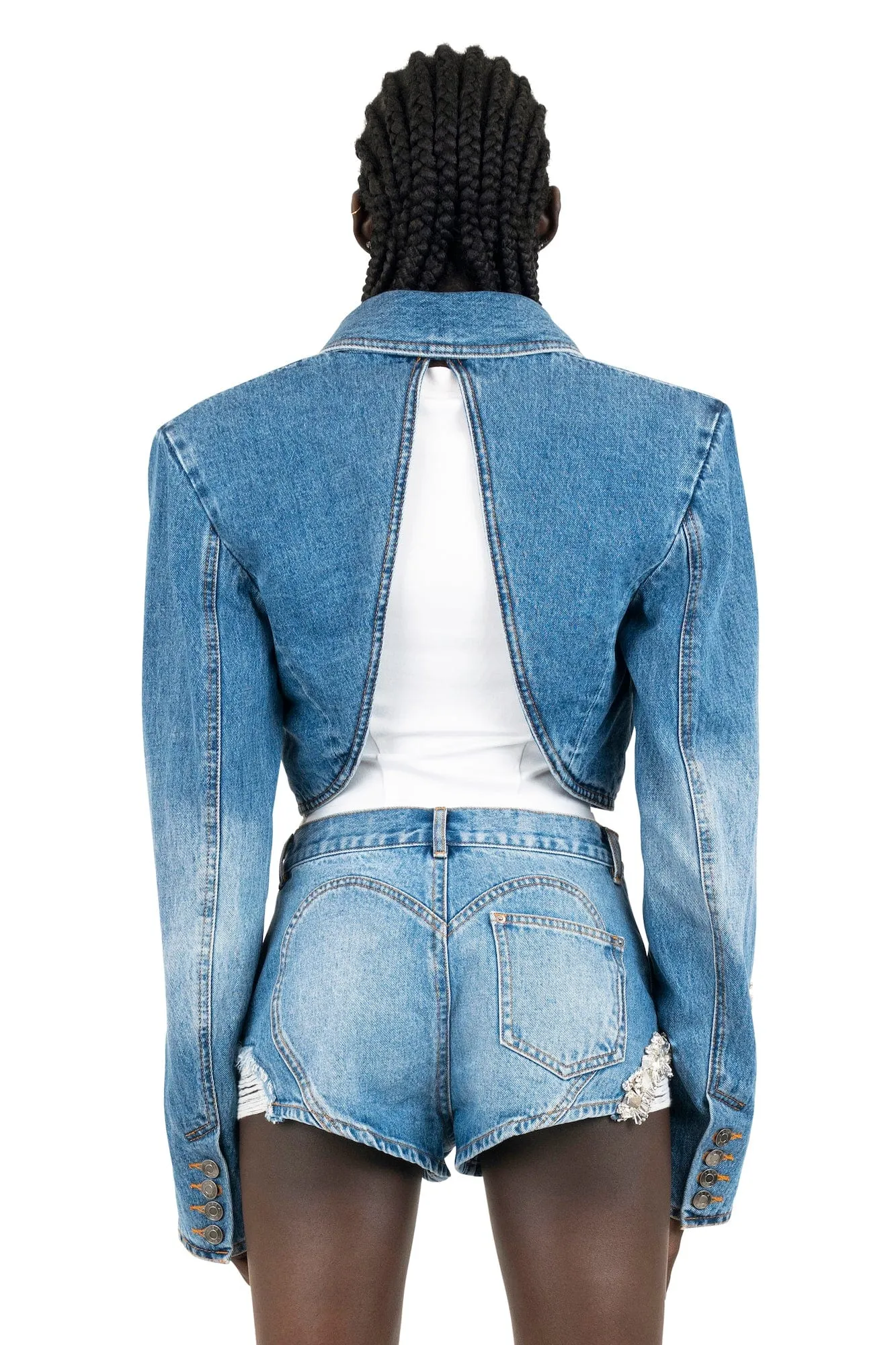 Area Denim Cropped Blazer