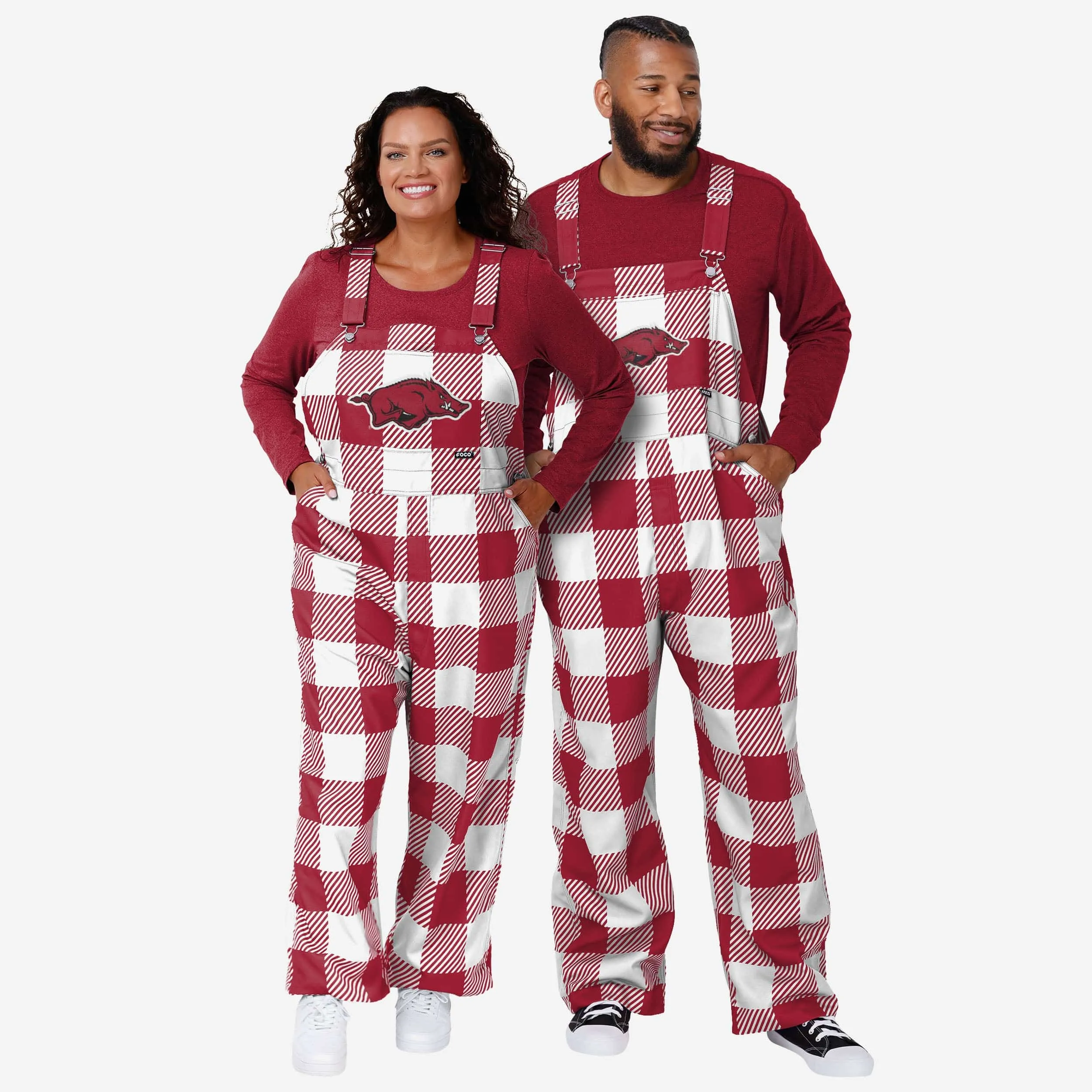Arkansas Razorbacks Mens Plaid Bib Overalls