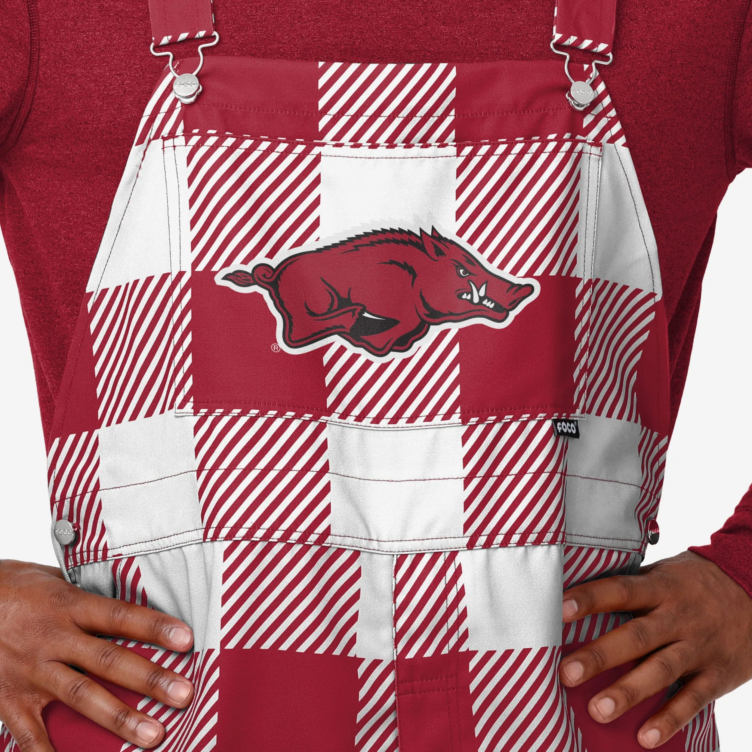Arkansas Razorbacks Mens Plaid Bib Overalls