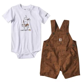 Baby and Toddler Boy Printed Canvas Shortall Set CG8753