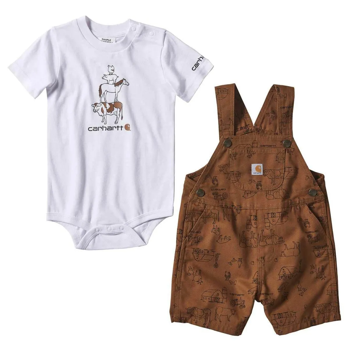 Baby and Toddler Boy Printed Canvas Shortall Set CG8753