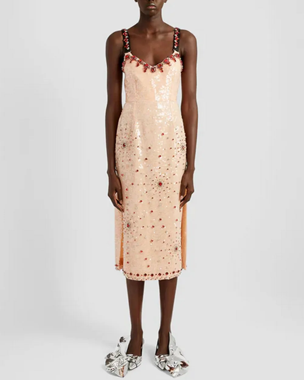 Ballet Pink Sleeveless Cocktail Midi Dress