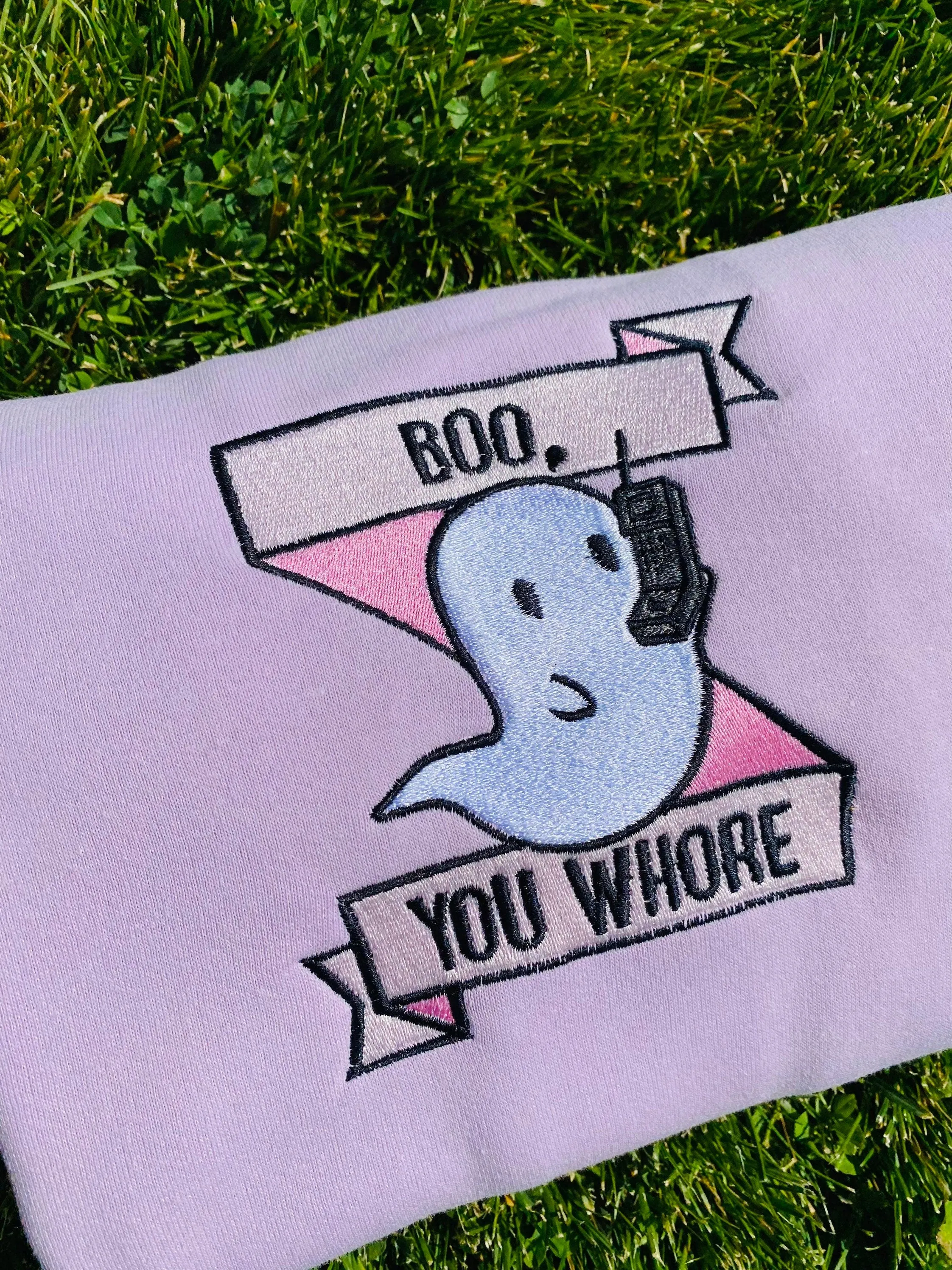 Boo Cute Sweatshirt| Cute Boo Sweatshirts| Embroidered Sweatshirts