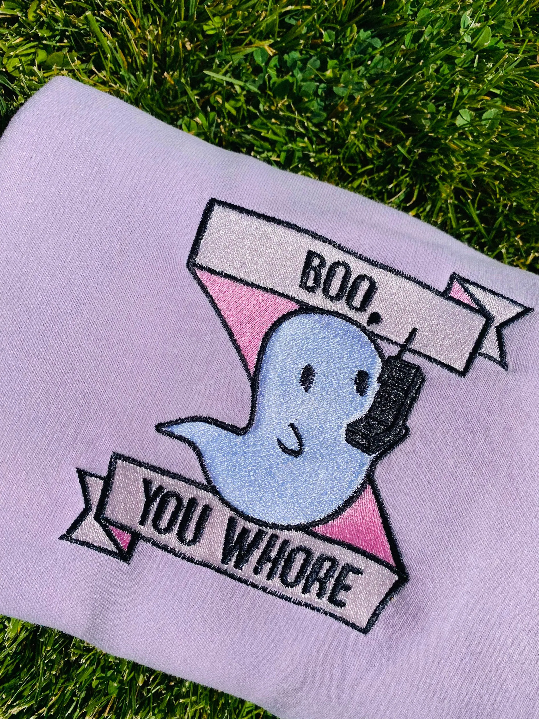 Boo Cute Sweatshirt| Cute Boo Sweatshirts| Embroidered Sweatshirts