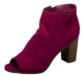 Breckelle's Women's Stacked Chunky Heel Peep Toe Bootie
