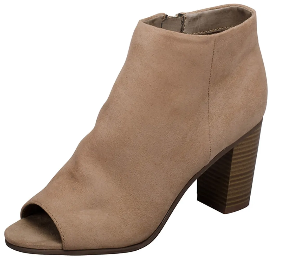 Breckelle's Women's Stacked Chunky Heel Peep Toe Bootie