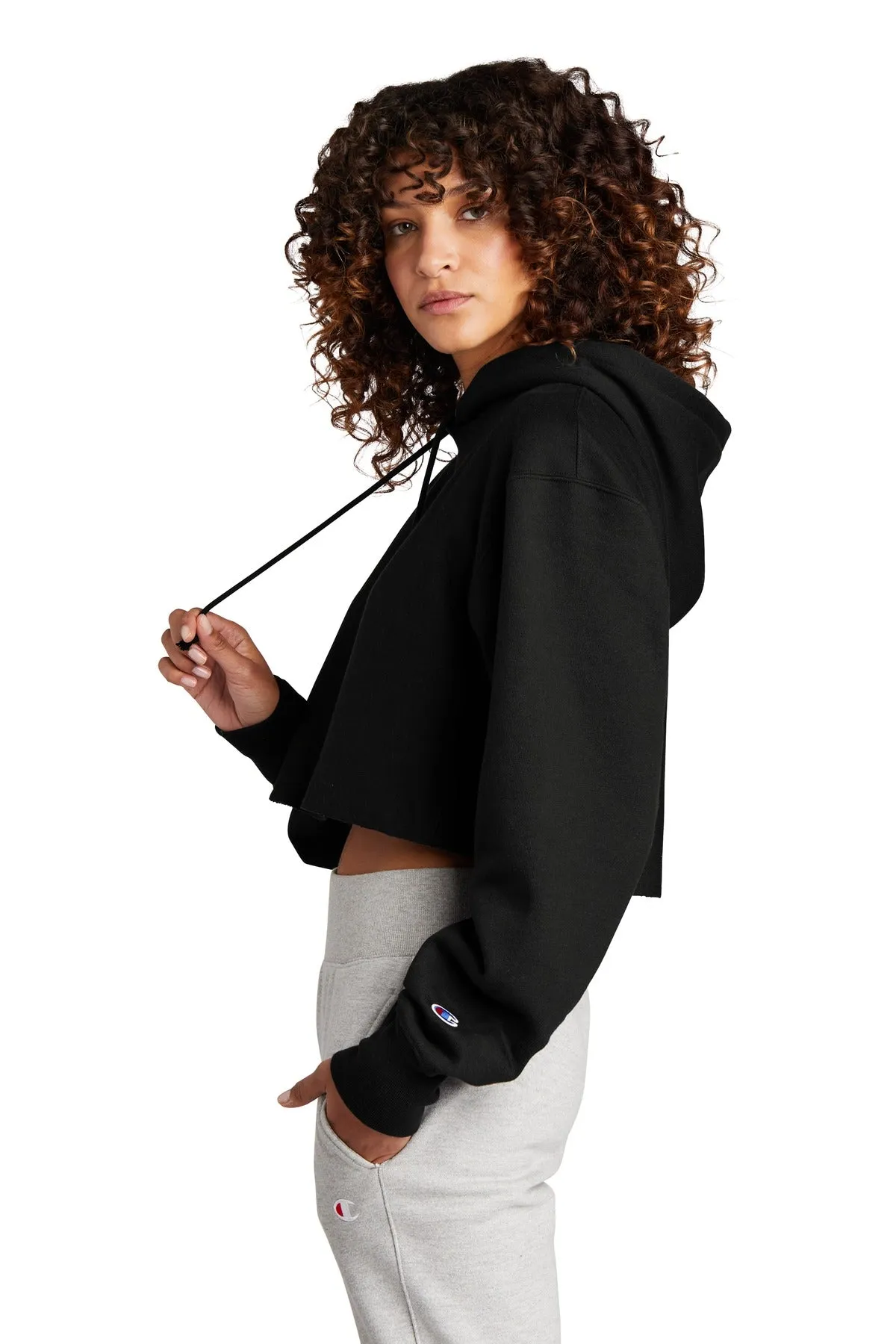 Champion ®  Women's Reverse Weave ®  Cropped Cut-Off Hooded Sweatshirt RW01W