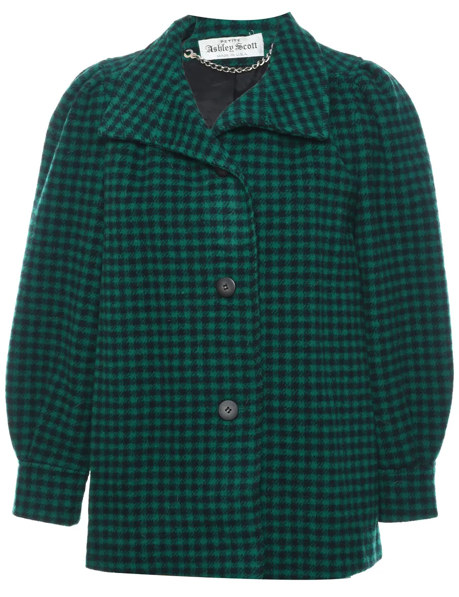 Checked Wool Coat - M