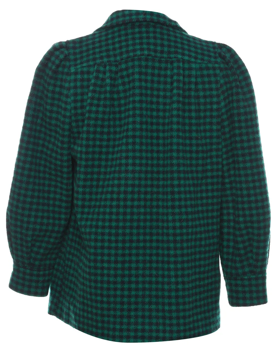 Checked Wool Coat - M