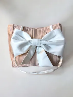 Chic Mini Silk Handbag – Pink and White Bows