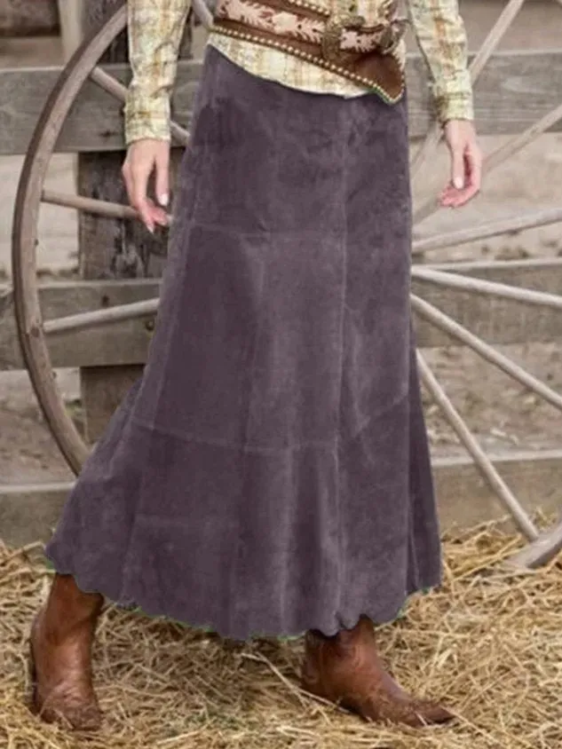 Chicmy-Loose Casual Faux Suede Skirts