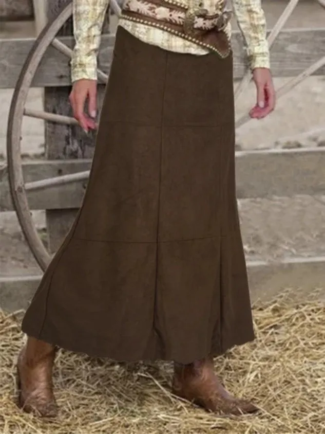Chicmy-Loose Casual Faux Suede Skirts
