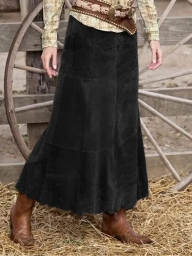 Chicmy-Loose Casual Faux Suede Skirts
