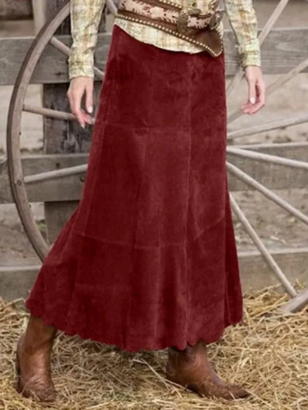 Chicmy-Loose Casual Faux Suede Skirts