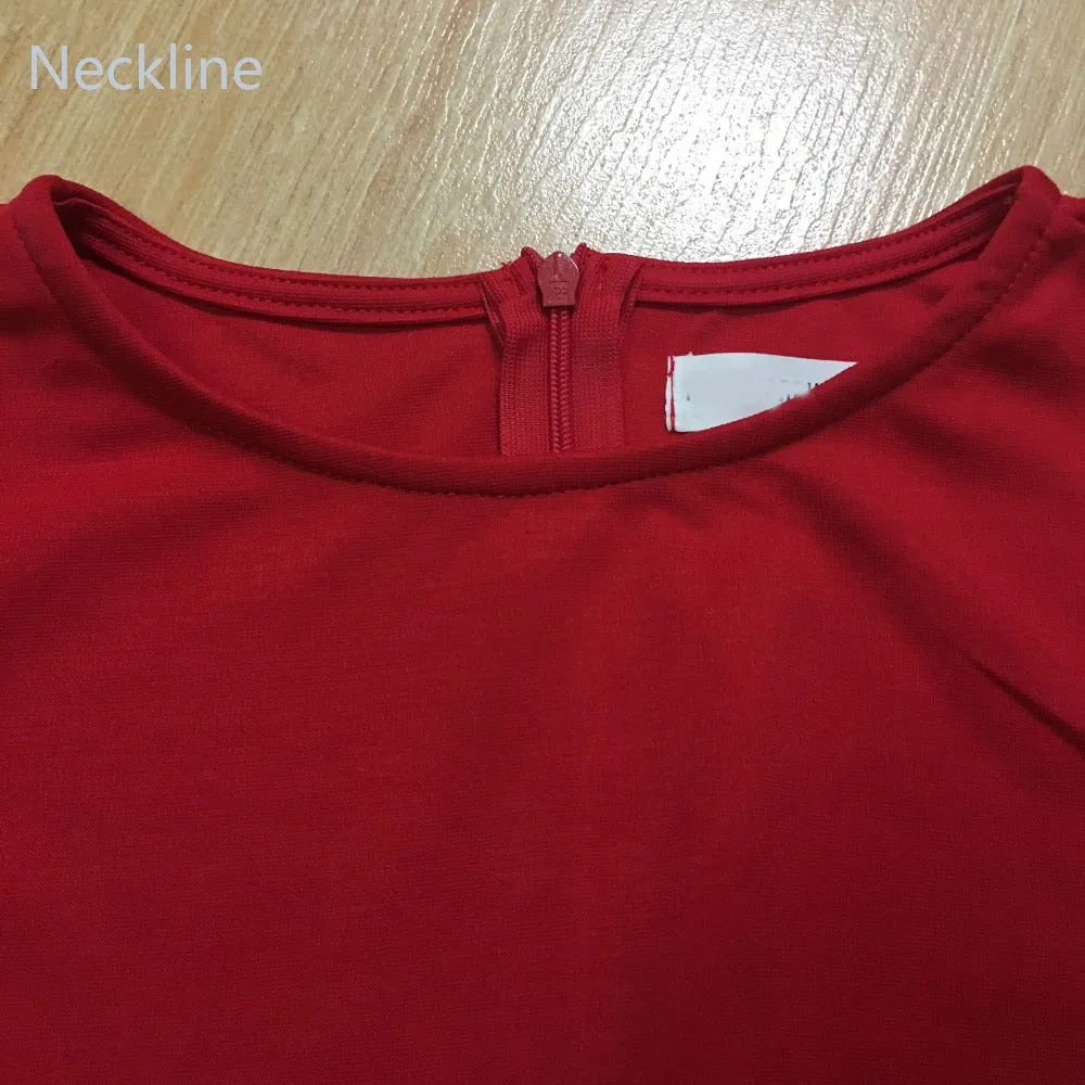 Cloak Sleeve High Waist Bodycon Solid Mid Calf