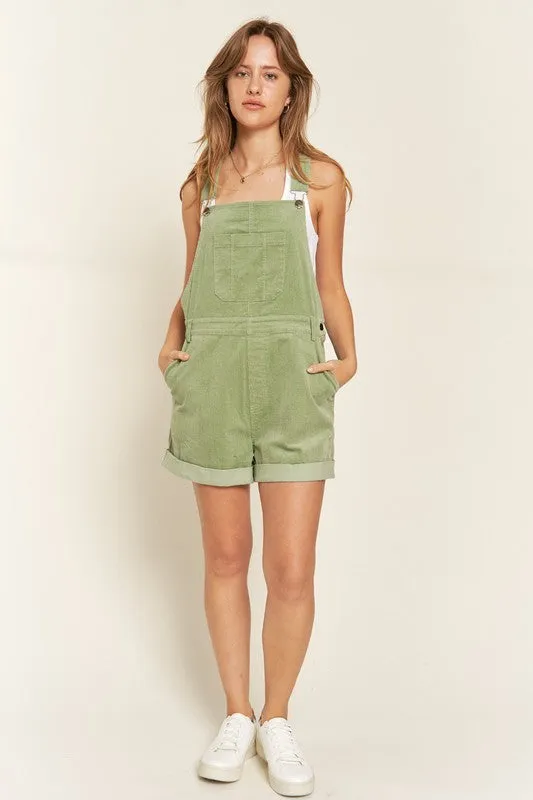Corduroy Adjustable Shoulder Straps Sage Green Overalls
