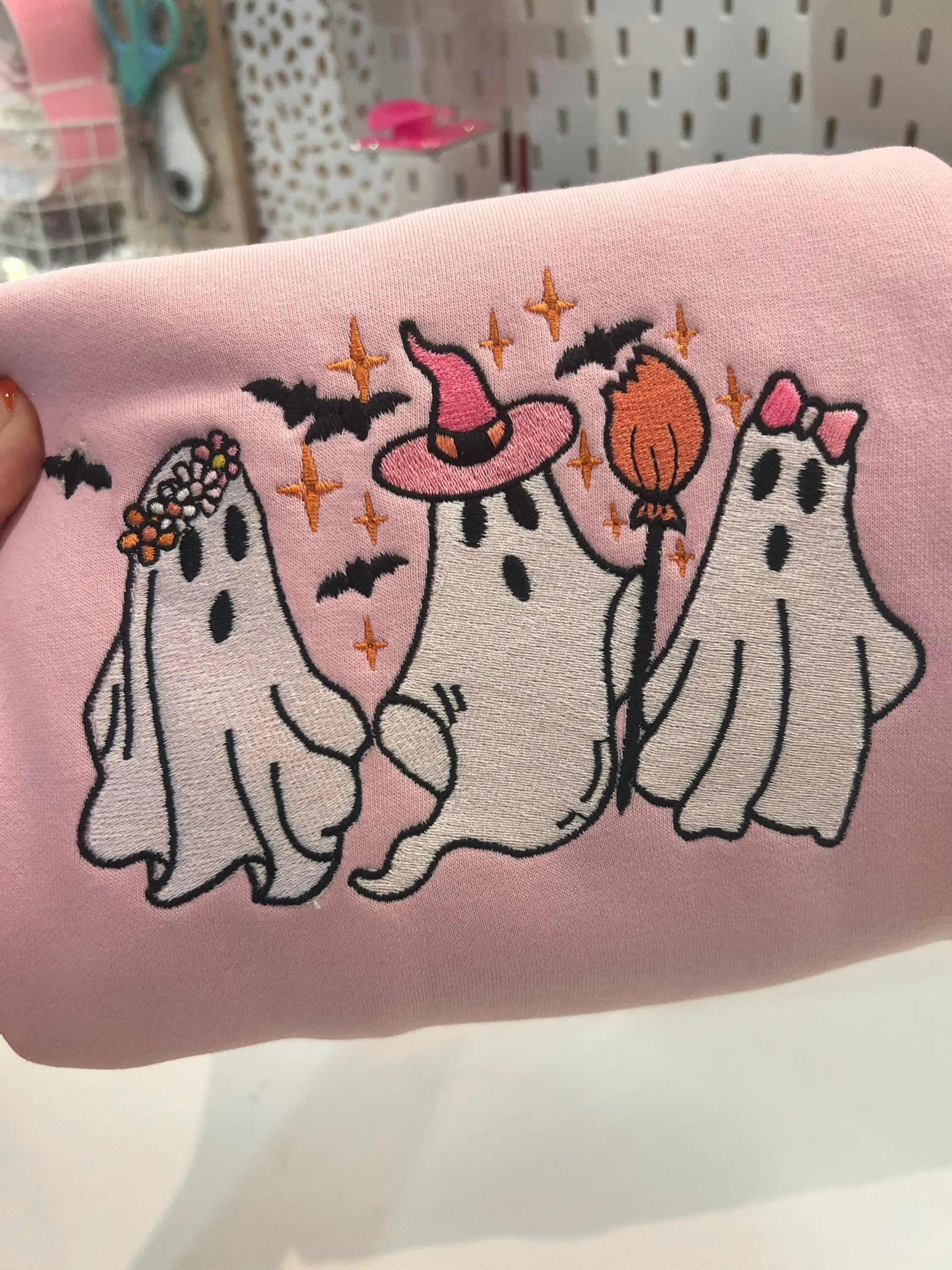 Cute Ghost embroidered sweatshirts| Cute Halloween sweatshirts