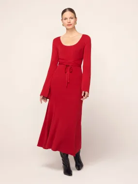 Darryl Red Ribbed Knit Dress