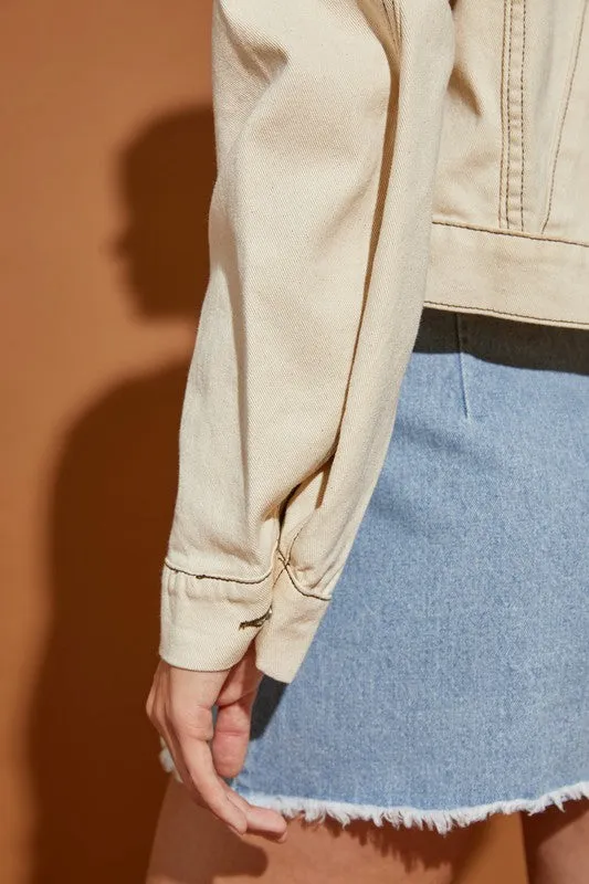 Denim Hoodie w/Contrast Stitching