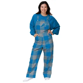 Detroit Lions NFL Womens Plaid Bib Overalls