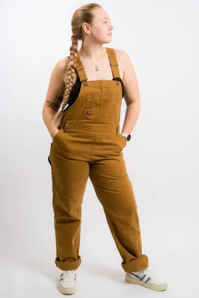Dickies Women's Relaxed Fit Bib Heritage Overalls - Rinsed Brown Duck