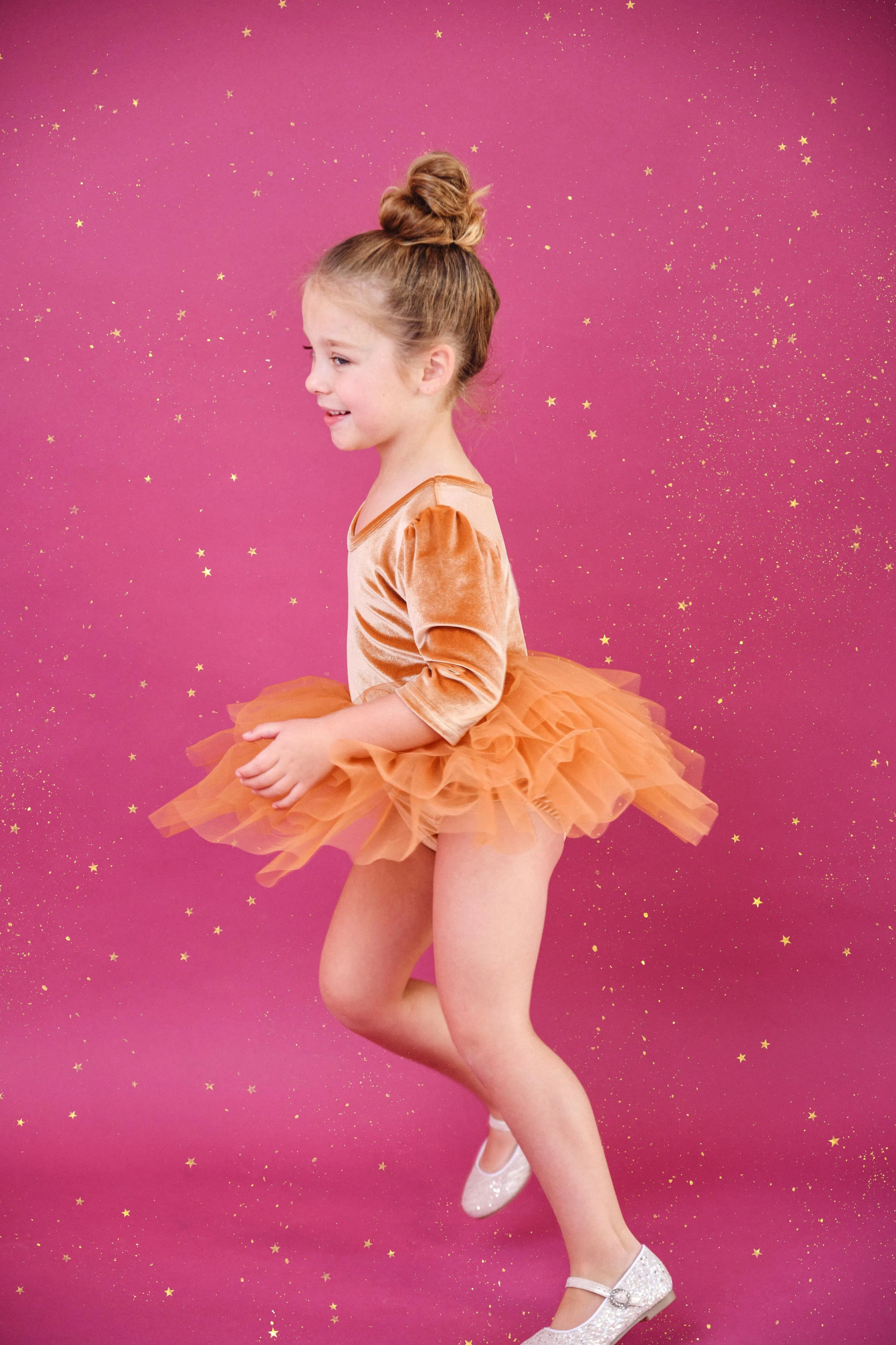 DOLLY UNIVERSE VELVET PLANET TUTU DRESS caramel