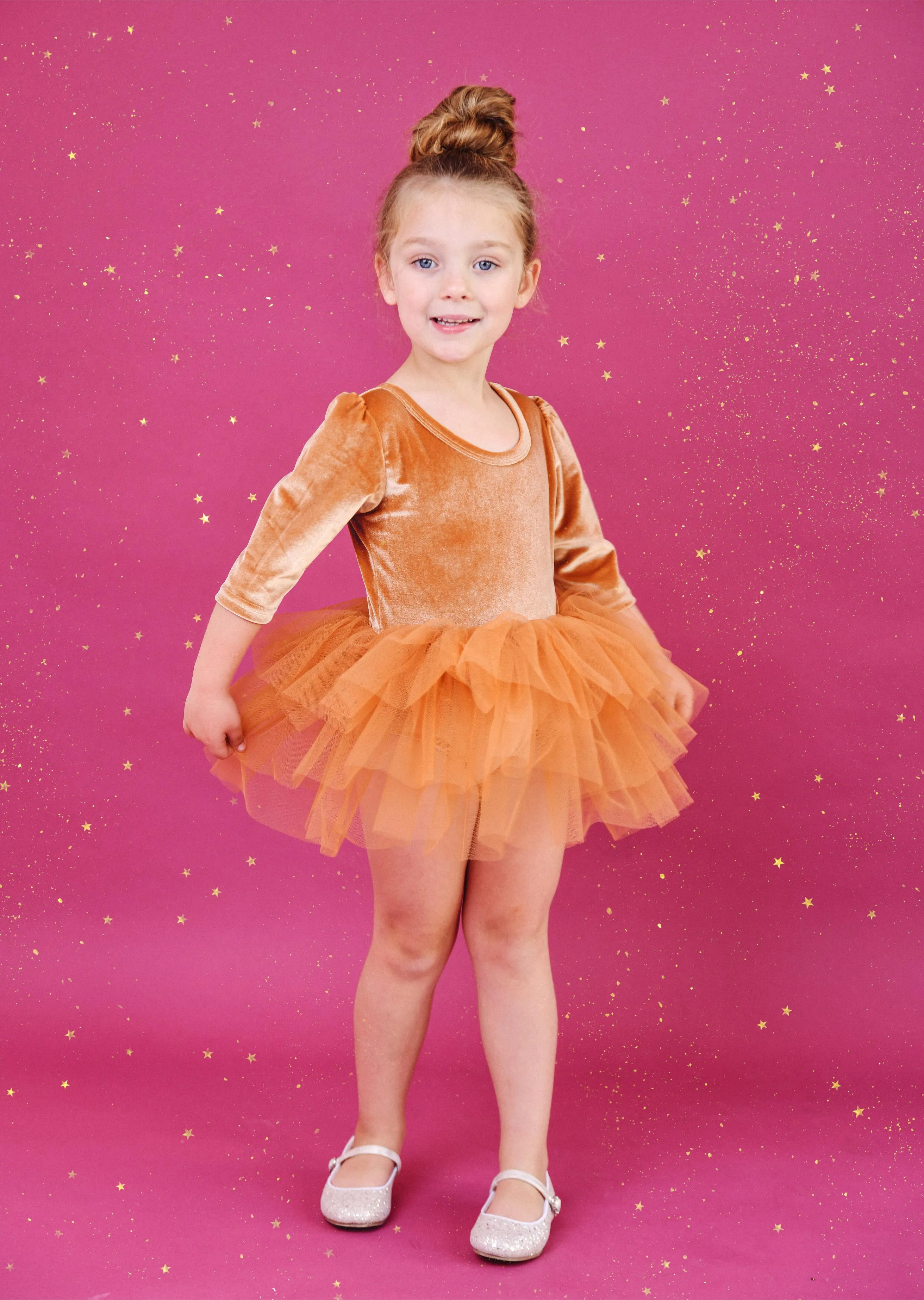 DOLLY UNIVERSE VELVET PLANET TUTU DRESS caramel