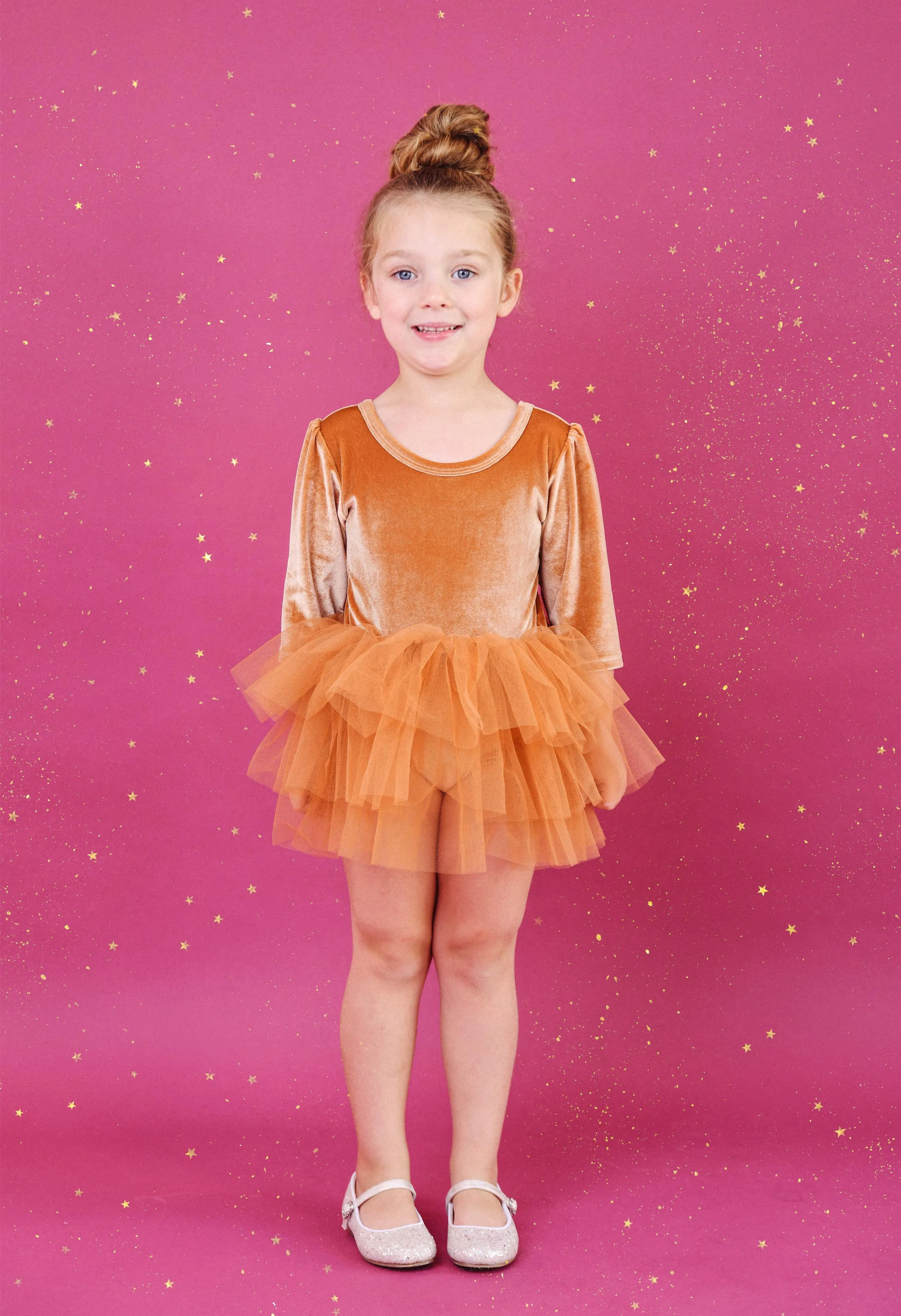DOLLY UNIVERSE VELVET PLANET TUTU DRESS caramel