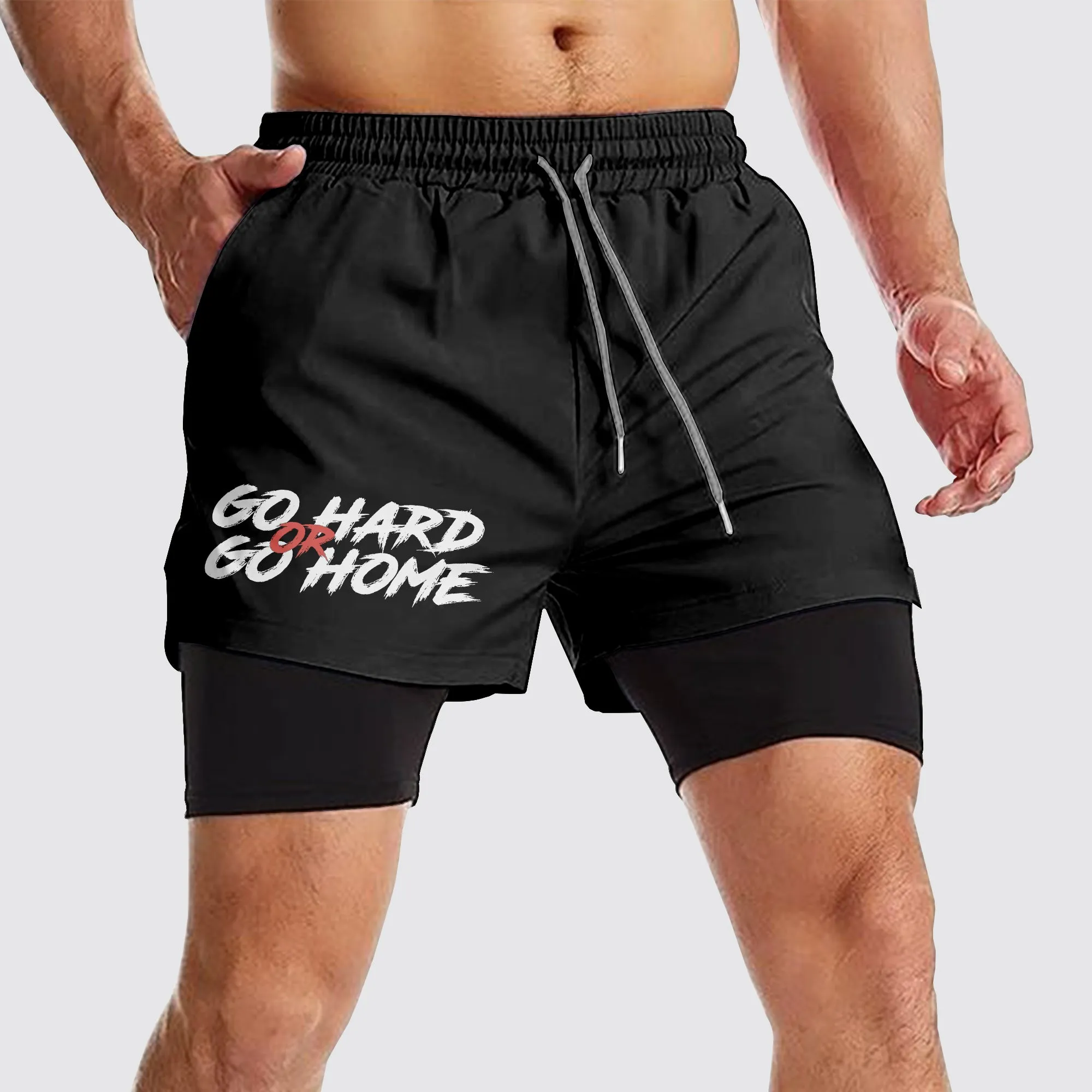 Double Layer Performance Shorts: Your Gym Training Essential!- AA02349