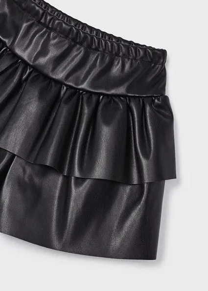 girls faux leather tiered skort