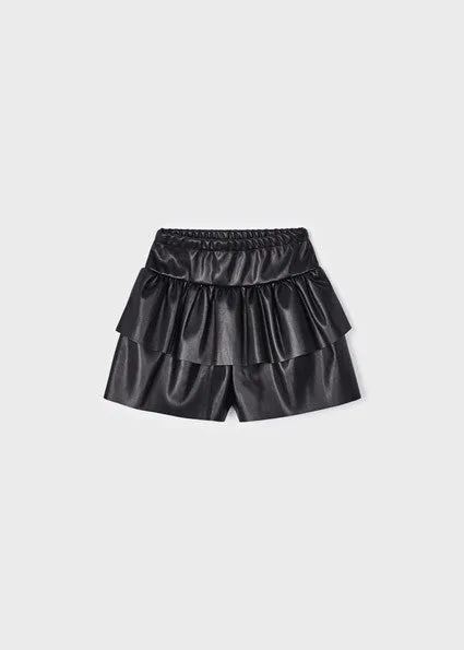 girls faux leather tiered skort