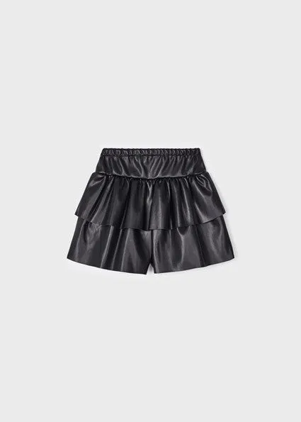 girls faux leather tiered skort