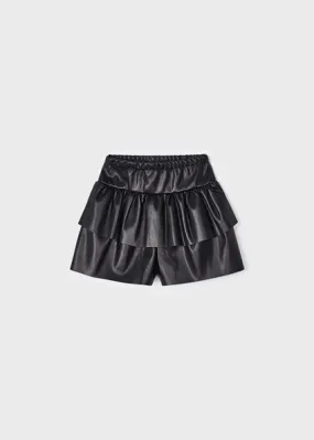 girls faux leather tiered skort