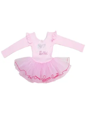 Girls Pink Rhinestone Ballet Girl Long Sleeve Ballet Dress 9M-8