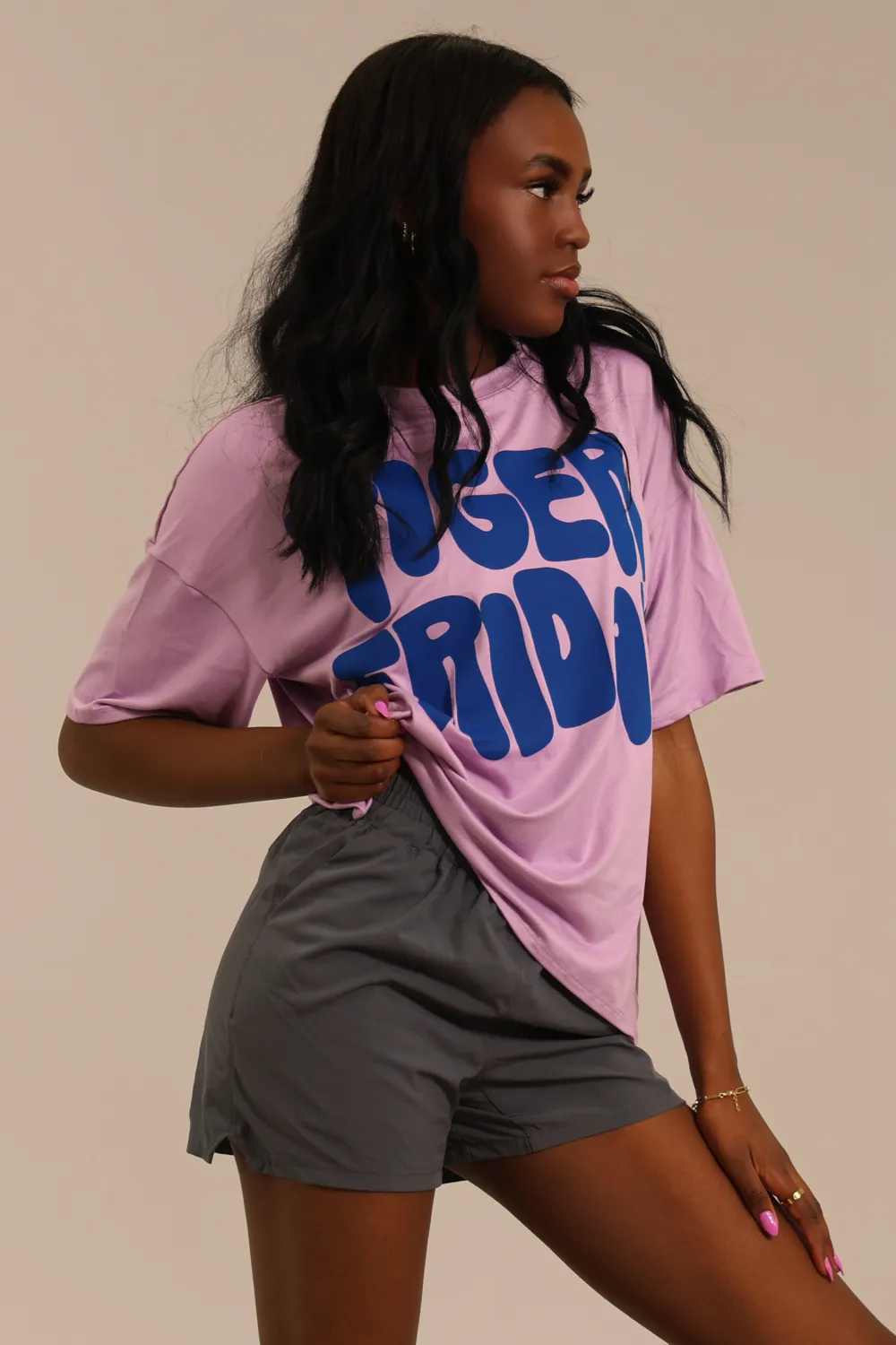 Graffiti Oversized T-Shirt - Lilac