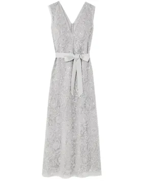 Grey Embellished Esma Cocktail Dress