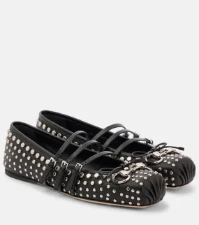 Gucci Gucci Horsebit studded leather ballet flats