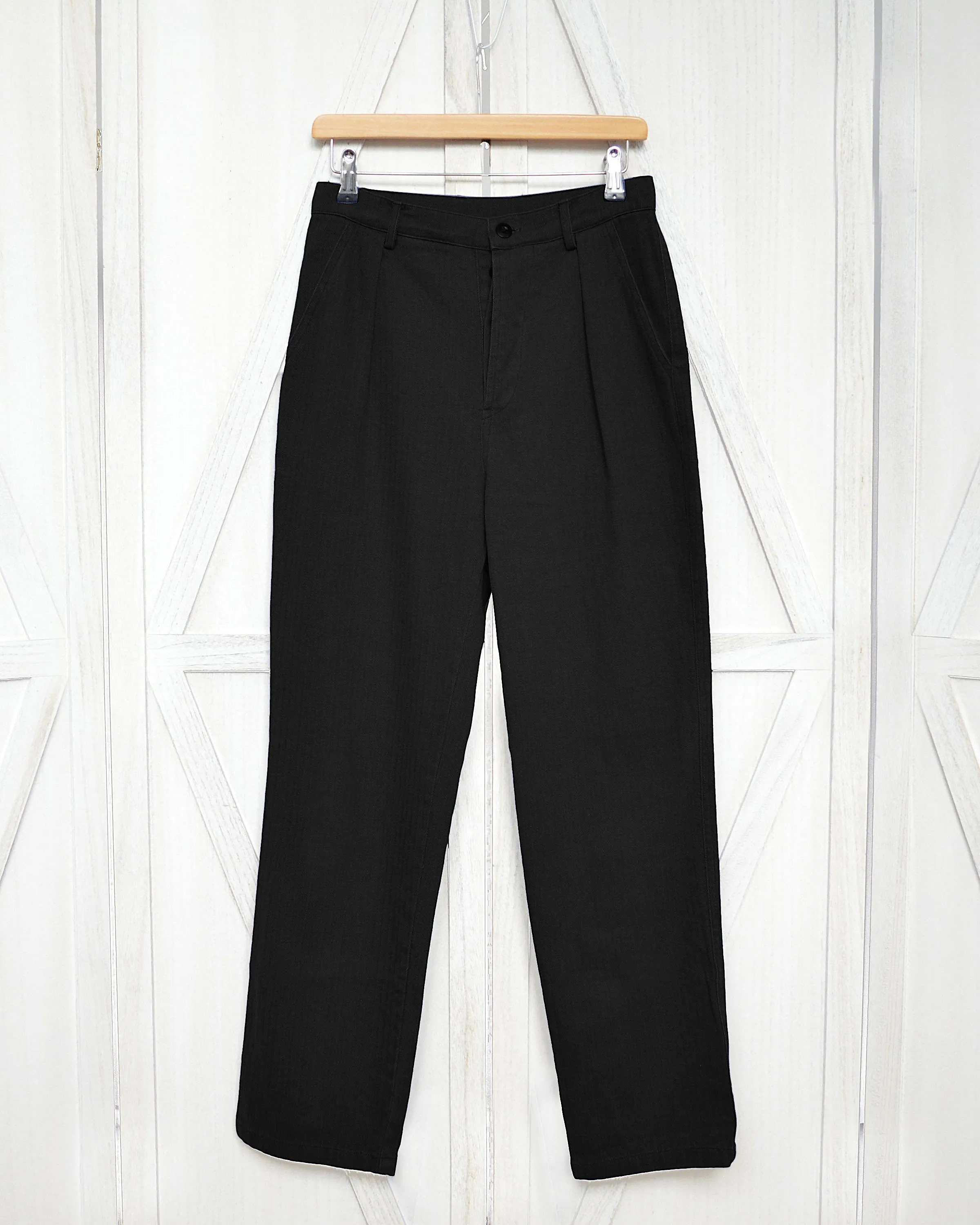Herringbone French Work Pants Black