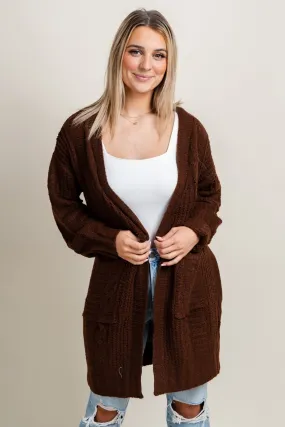 Knit sweater cardigan brown