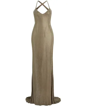 Light Taupe Chiffon Reede Gown