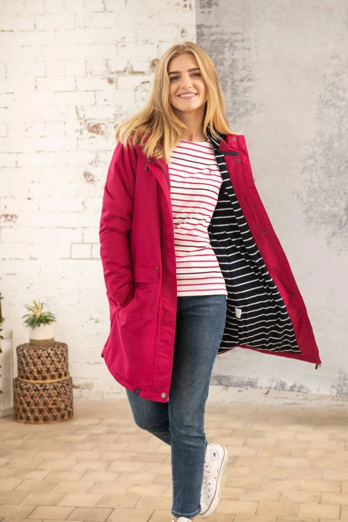 Lighthouse Long Iona Jacket-RASPBERRY