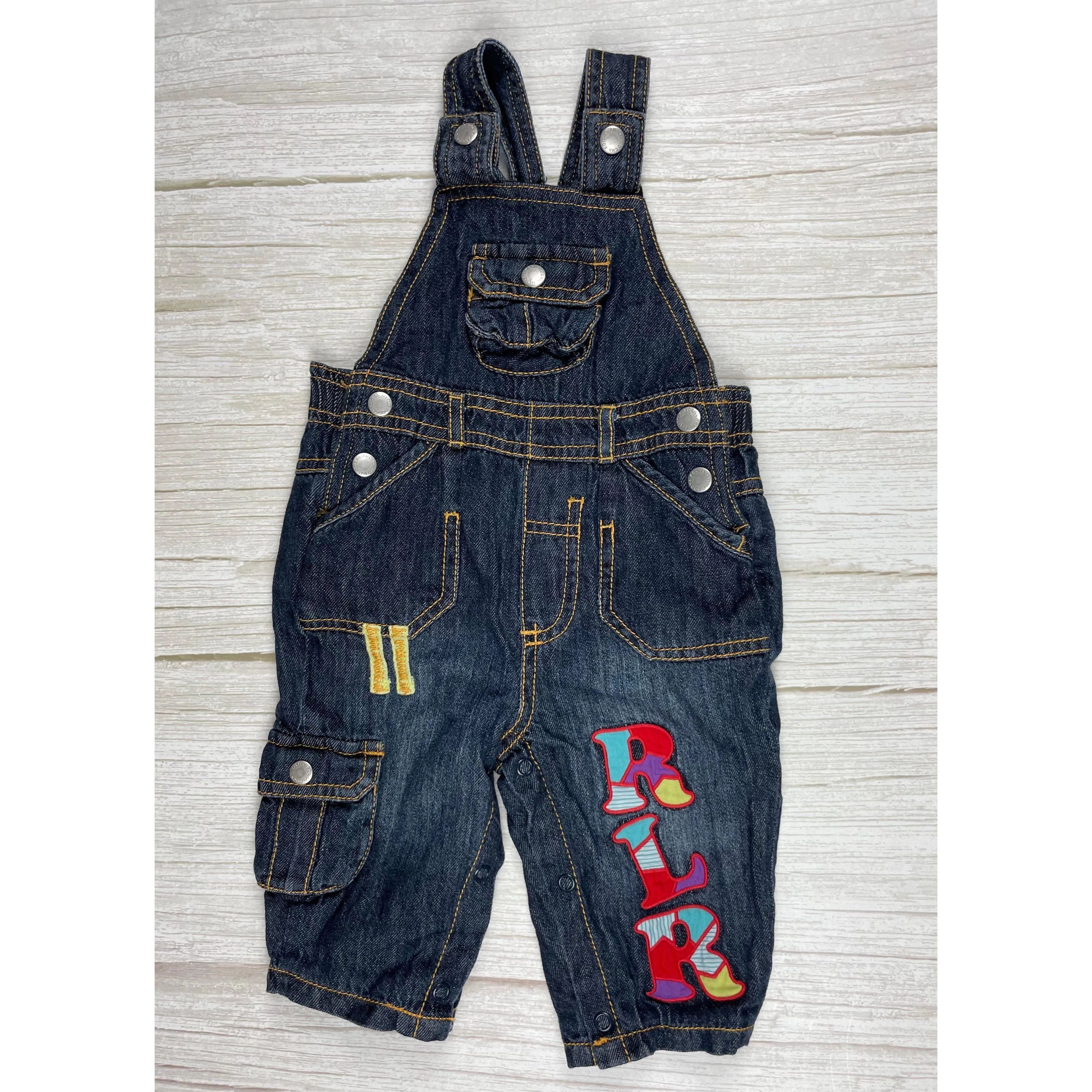 Little Rocha Classic Bib & Brace Denim Overalls - Size 3/6M